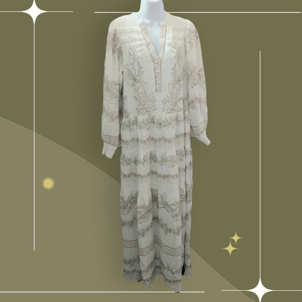 🍋✨ NWT Hale Bob Janina Embroidered Midi Dress Size S